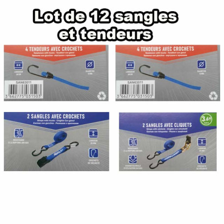 Lot de 10 sangles et tendeurs