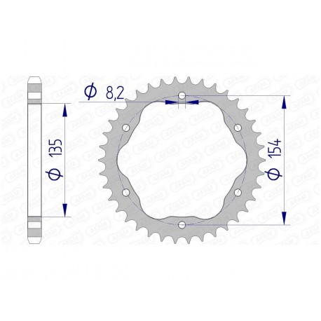 Couronne AFAM 42 dents alu pas 525 type 51803 Ducati