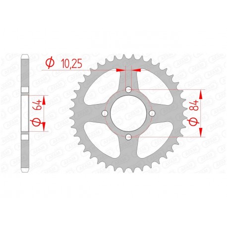 Couronne AFAM 39 dents acier pas 520 type 14310