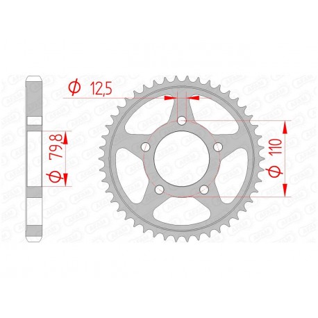 Couronne AFAM 48 dents acier pas 530 type 86600 Triumph