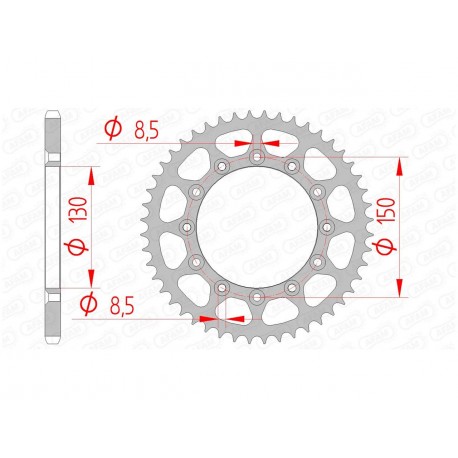 Couronne AFAM 48 dents acier ultra-light pas 520 type 12323SLK