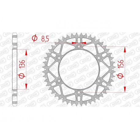 Couronne AFAM 50 dents acier ultra-light pas 520 type 14206SLK