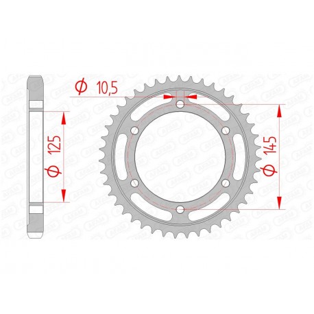 Couronne AFAM 39 dents acier pas 530 type 12601 Yamaha