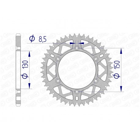 Couronne AFAM 48 dents alu pas 520 type 13323 Yamaha