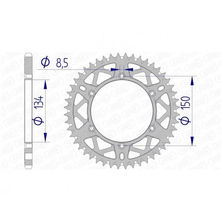 Couronne AFAM 50 dents alu pas 520 type 17206 Kawasaki