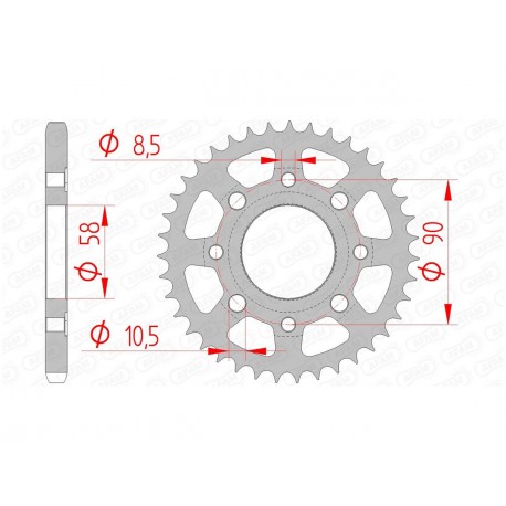 Couronne AFAM 43 dents acier pas 428 type 10201