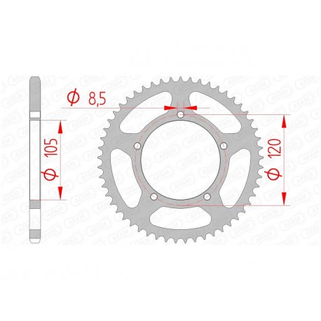 Couronne AFAM 50 dents acier pas 420 type 35103