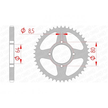 Couronne AFAM 43 dents acier pas 428 type 12200 Yamaha YBR125