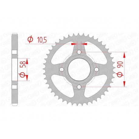 Couronne AFAM 51 dents acier pas 428 type 10223