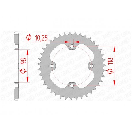 Couronne AFAM 39 dents acier pas 520 type 92401