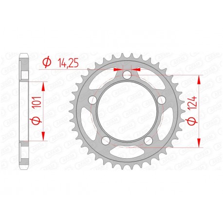 Couronne AFAM 38 dents acier pas 525 type 71801 KTM