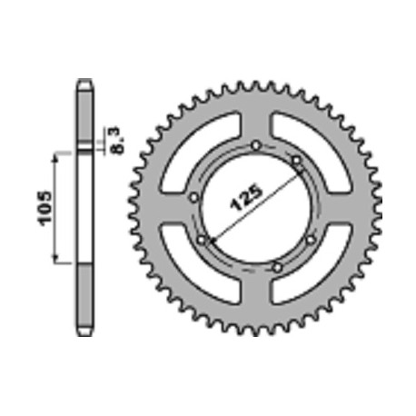 Couronne PBR 48 dents alu ultra-light pas 525 type 4413