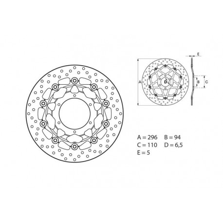 Disque de frein BREMBO Oro rond flottant