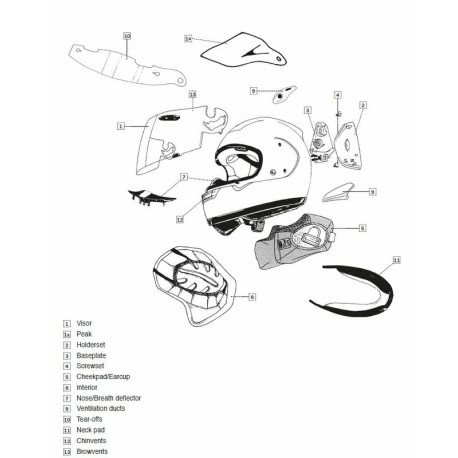 Ventilation bouche ARAI casque intégral Crutchlow Yellow